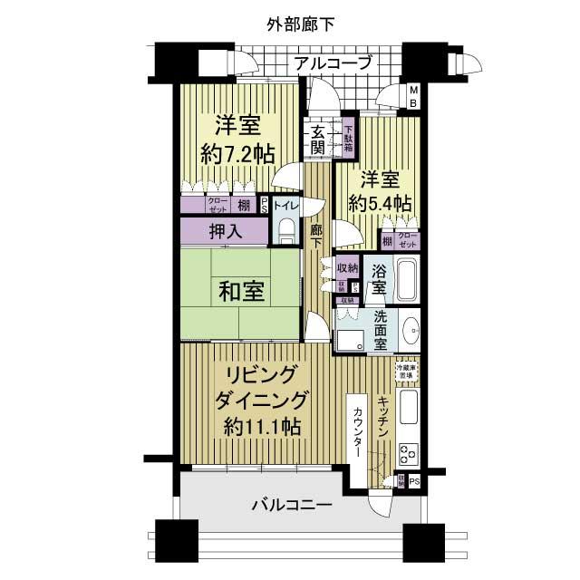 Floor plan. 3LDK, Price 19,800,000 yen, Occupied area 78.51 sq m , Balcony area 16.26 sq m