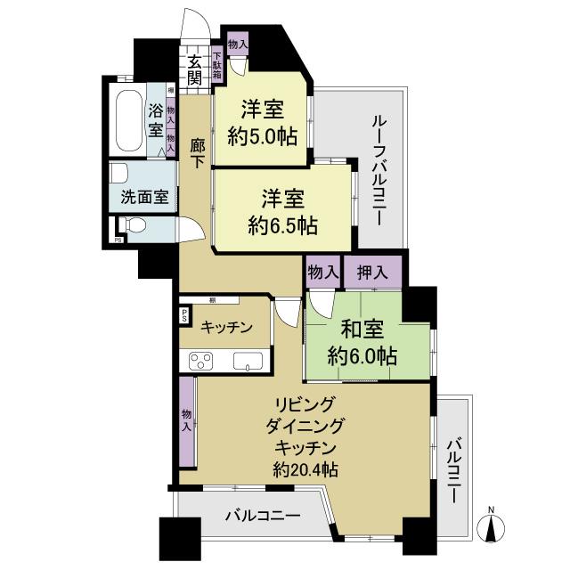 Floor plan. 3LDK, Price 21.9 million yen, Occupied area 86.86 sq m , Balcony area 11.71 sq m