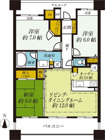 Floor plan. 3LDK, Price 25,800,000 yen, Occupied area 75.83 sq m , Balcony area 16 sq m 3LDK + walk-in closet