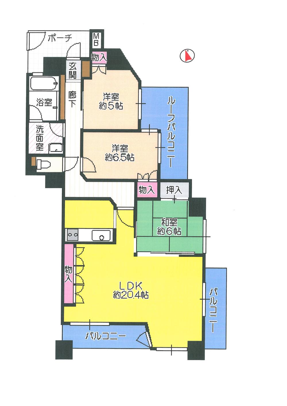 Floor plan. 3LDK, Price 21.9 million yen, Occupied area 86.86 sq m , Balcony area 11.71 sq m