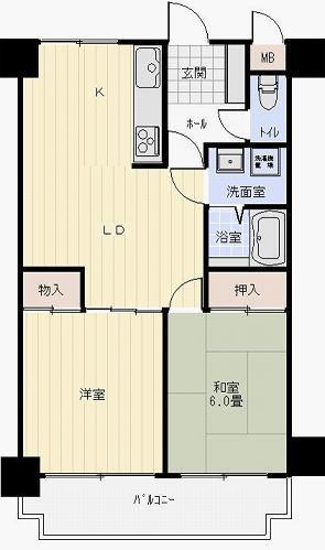 Floor plan. 2LDK, Price 6.3 million yen, Footprint 51.3 sq m , Balcony area 8.15 sq m