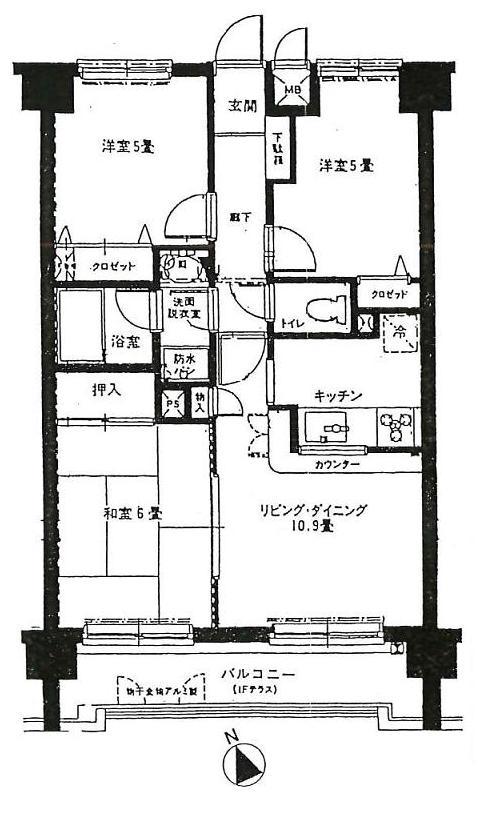 Floor plan. 3LDK, Price 6.8 million yen, Occupied area 59.22 sq m , Balcony area 8.51 sq m floor plan