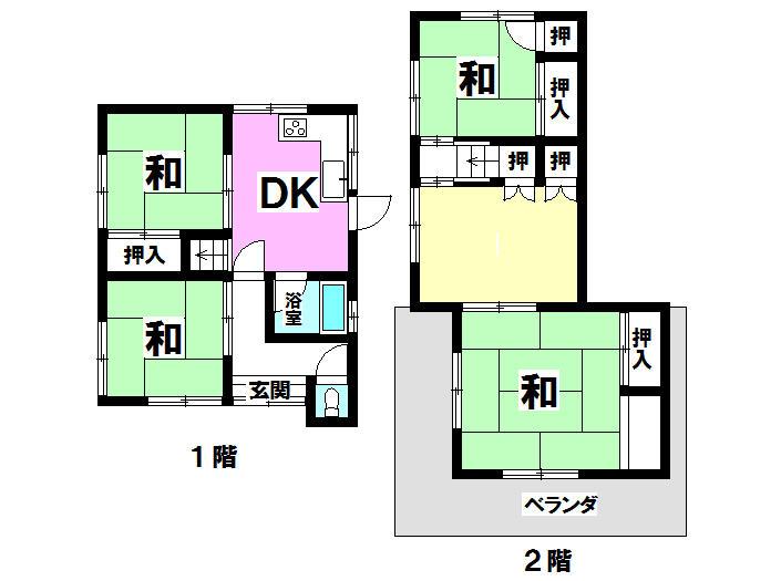 Floor plan. 4.3 million yen, 5DK, Land area 94 sq m , Building area 60.34 sq m