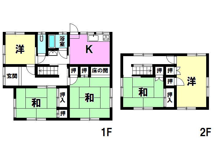 Floor plan. 5.4 million yen, 5K, Land area 125.61 sq m , Building area 105.59 sq m