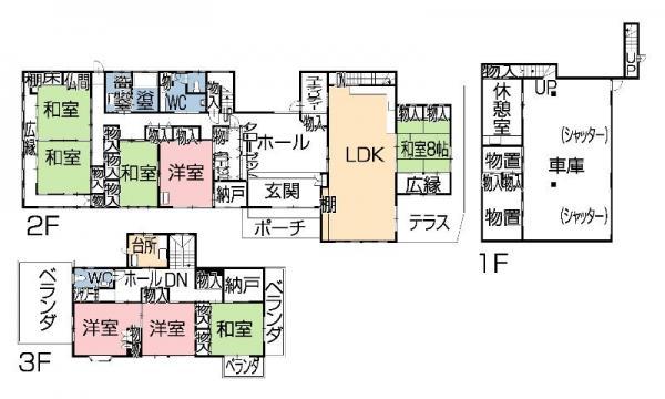 Floor plan. 22,800,000 yen, 8LDK, Land area 1244.49 sq m , Building area 507.39 sq m