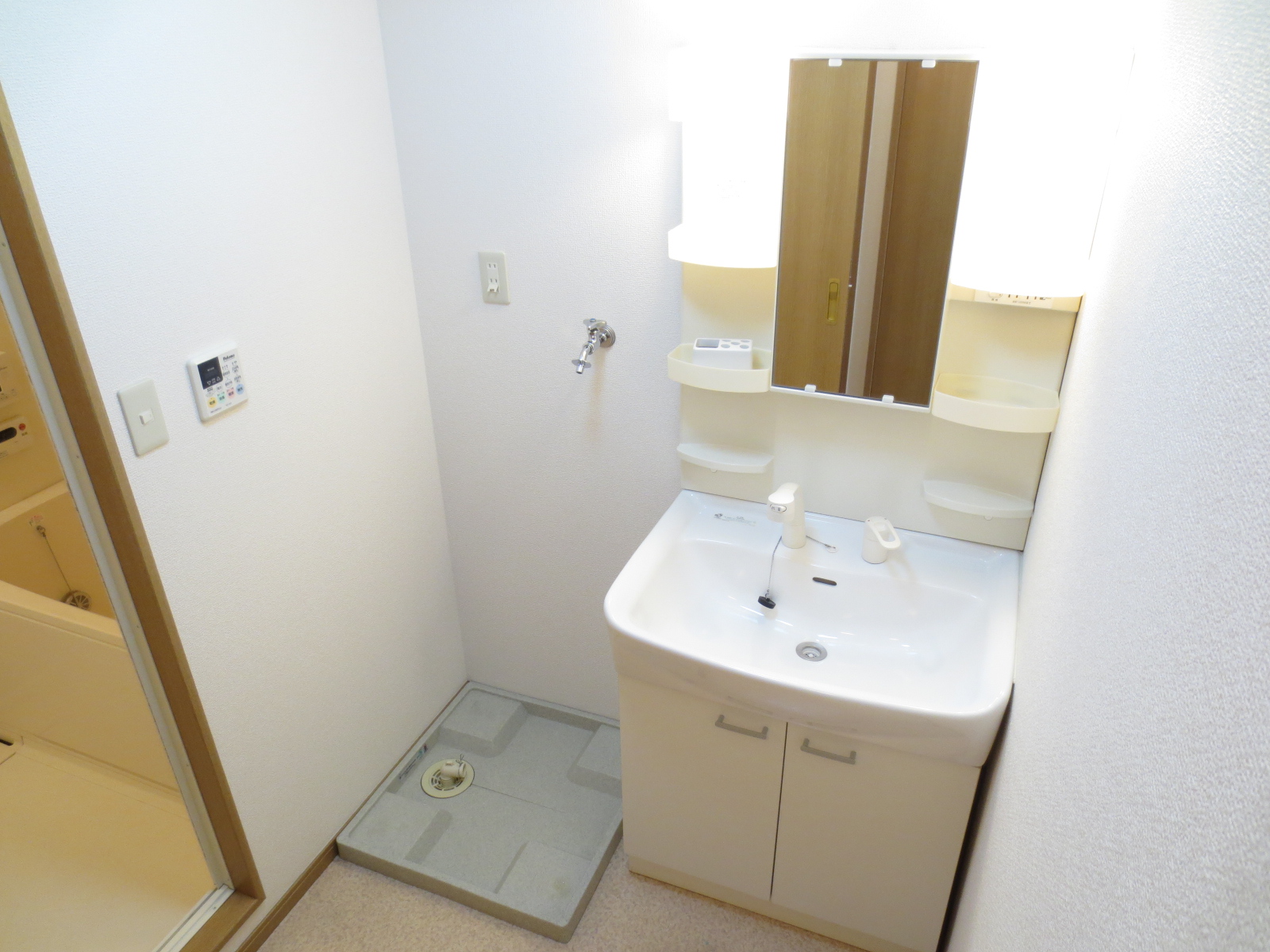 Washroom. Makeup is a wash basin in the shower type! Laundry Area is also the room!