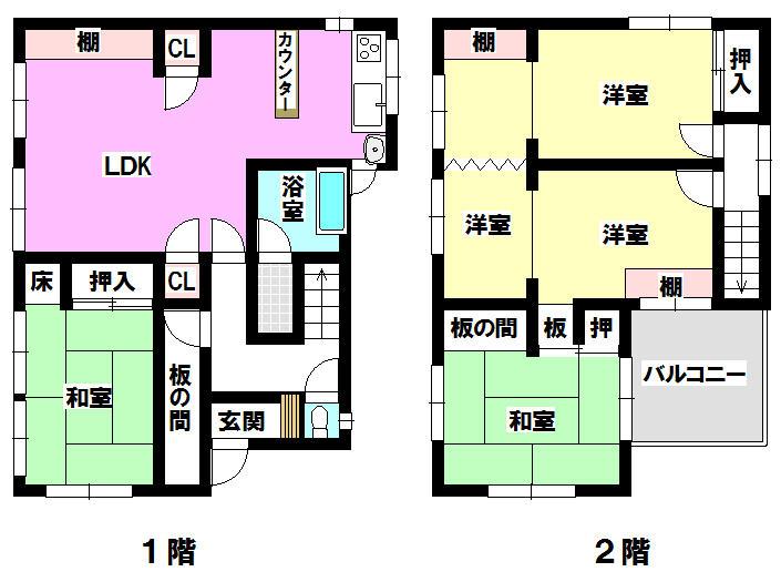 Floor plan. 7.9 million yen, 4LDK, Land area 191.83 sq m , Building area 122.45 sq m