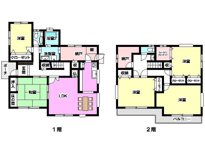 Floor plan. 34,800,000 yen, 5LDK, Land area 379.28 sq m , Building area 189.52 sq m