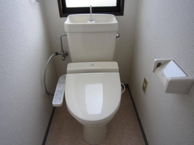 Toilet. Is a warm water washing toilet seat Installed.