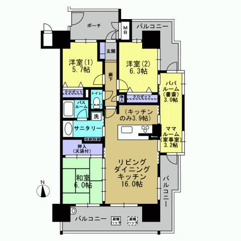 Floor plan. 3LDK+S, Price 31 million yen, Occupied area 86.52 sq m , Balcony area 27.55 sq m Mato: 3LDK + Mom and Pop Room