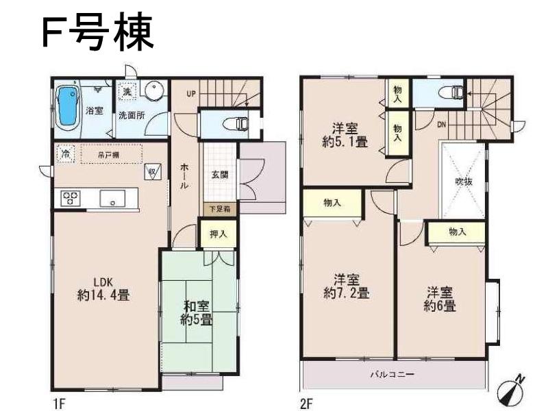 Floor plan. (F Building), Price 35,900,000 yen, 4LDK, Land area 93.1 sq m , Building area 92.74 sq m