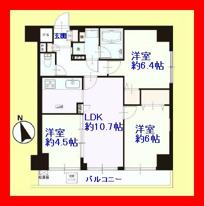 Floor plan. 3LDK, Price 25,900,000 yen, Footprint 60 sq m , Balcony area 7.3 sq m Furnished sale