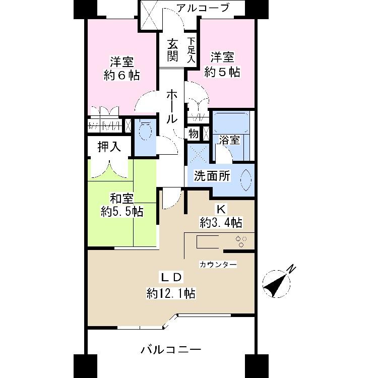 Floor plan. 3LDK, Price 31.5 million yen, Occupied area 71.56 sq m , Balcony area 11.22 sq m