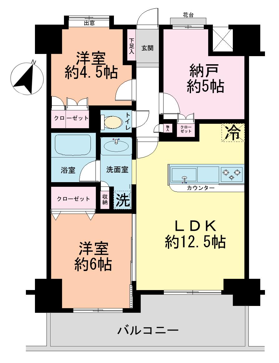 Floor plan. 2LDK + S (storeroom), Price 19,800,000 yen, Occupied area 61.06 sq m , Balcony area 10.28 sq m