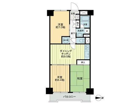 Floor plan. 3DK, Price 13.8 million yen, Footprint 64.4 sq m , Balcony area 6.72 sq m