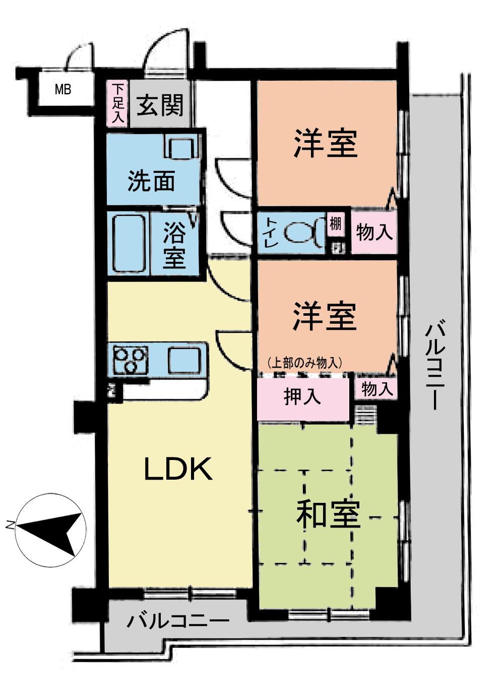 Floor plan. 3LDK, Price 11.8 million yen, Occupied area 52.26 sq m , Balcony area 14.18 sq m