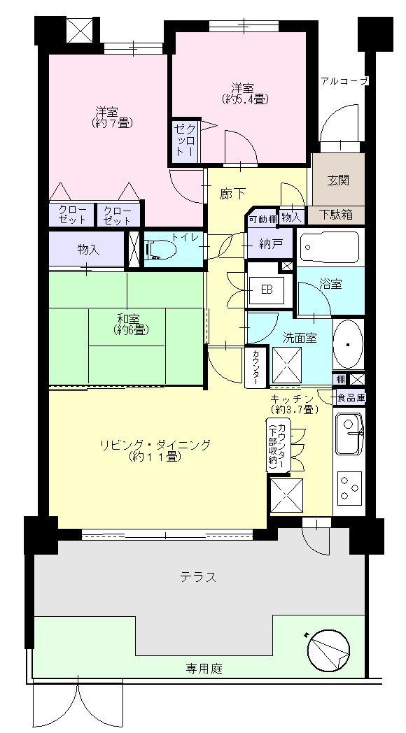 Floor plan. 3LDK, Price 29,800,000 yen, Occupied area 77.39 sq m