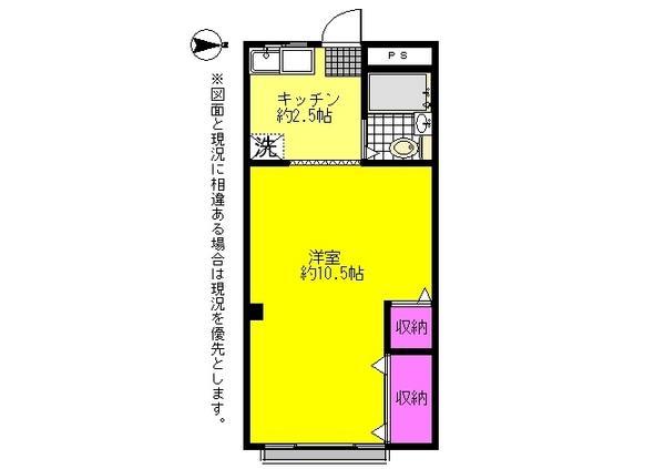 Floor plan. 1K, Price 3.5 million yen, Occupied area 28.08 sq m