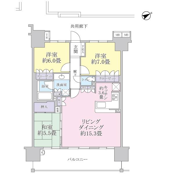 Floor plan. 3LDK, Price 28.8 million yen, Occupied area 80.63 sq m , Balcony area 16.2 sq m