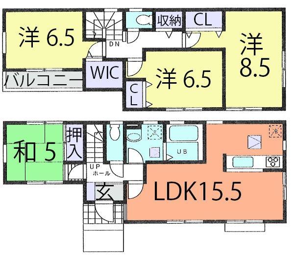 Floor plan. (Building 2), Price 32,300,000 yen, 4LDK, Land area 100.87 sq m , Building area 99.36 sq m