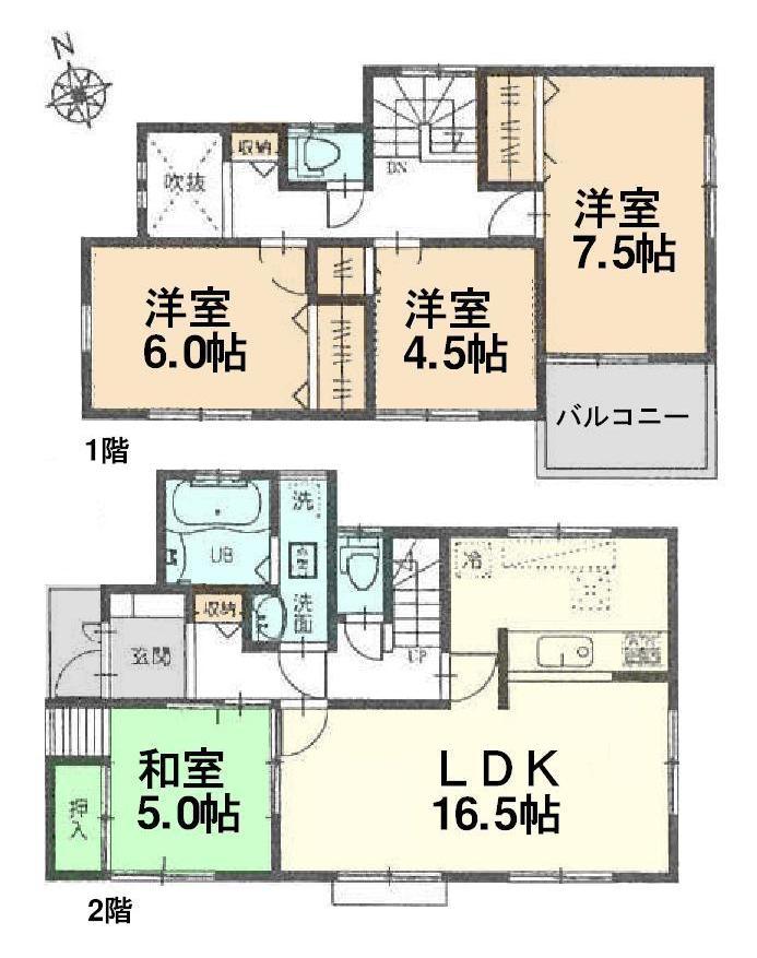 Floor plan. (5 Building), Price 37,800,000 yen, 4LDK, Land area 102 sq m , Building area 97.7 sq m