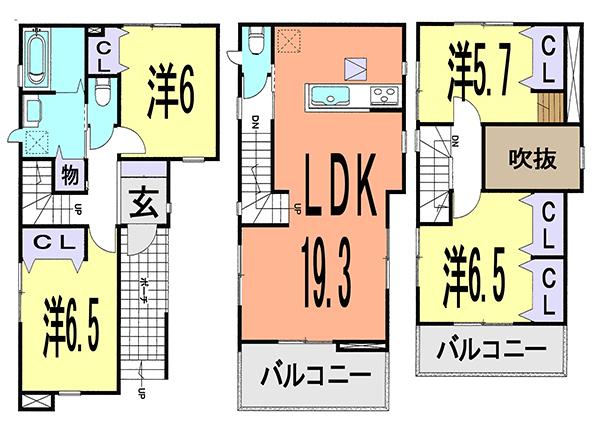 Floor plan. 38,800,000 yen, 4LDK, Land area 90.16 sq m , Building area 106.6 sq m