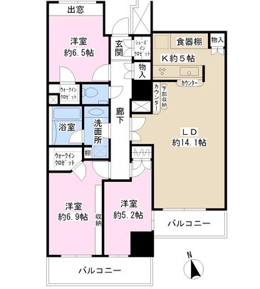 Floor plan. 3LDK, Price 62,800,000 yen, Occupied area 83.23 sq m , Balcony area 11.67 sq m floor plan