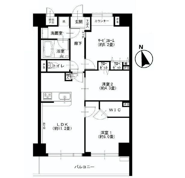 Floor plan. 2LDK+S, Price 28,300,000 yen, Occupied area 62.72 sq m , Good Floor balcony area 8.96 sq m usability