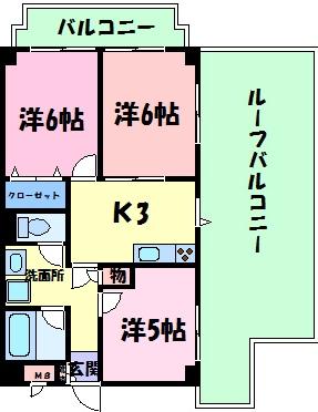 Floor plan. 3DK, Price 12.8 million yen, Occupied area 44.74 sq m