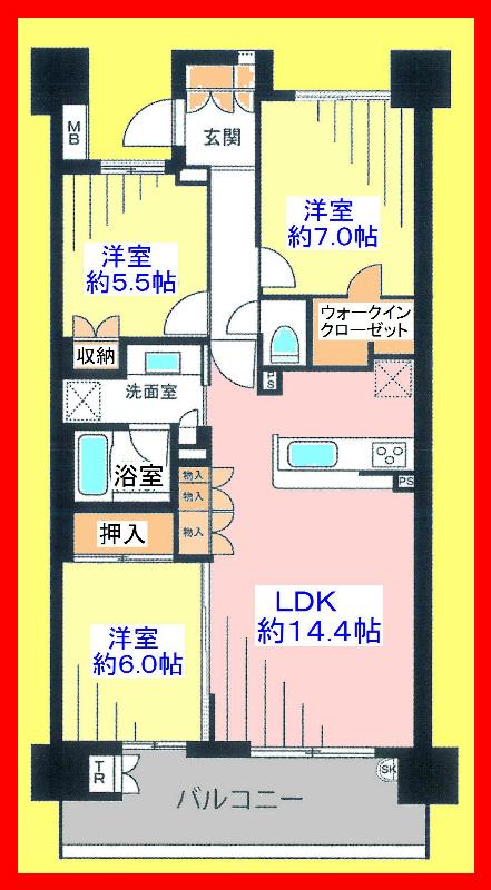 Floor plan. 3LDK, Price 34,900,000 yen, Is the exclusive area of ​​81.19 sq m large 3LDK