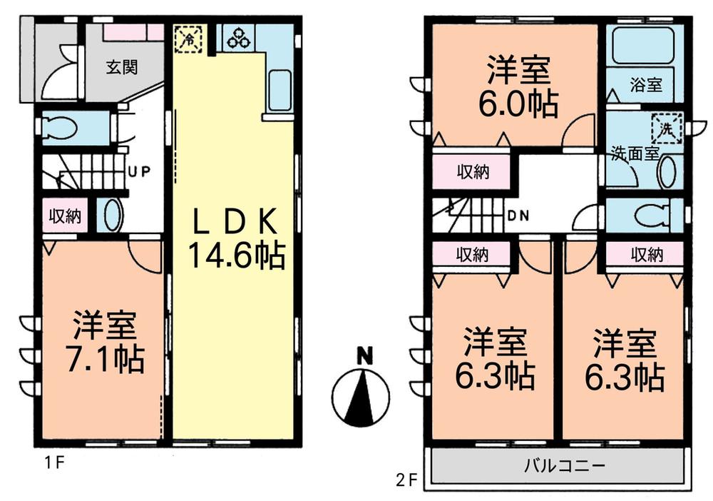 Floor plan. 34,500,000 yen, 4LDK, Land area 83.59 sq m , Building area 95.22 sq m