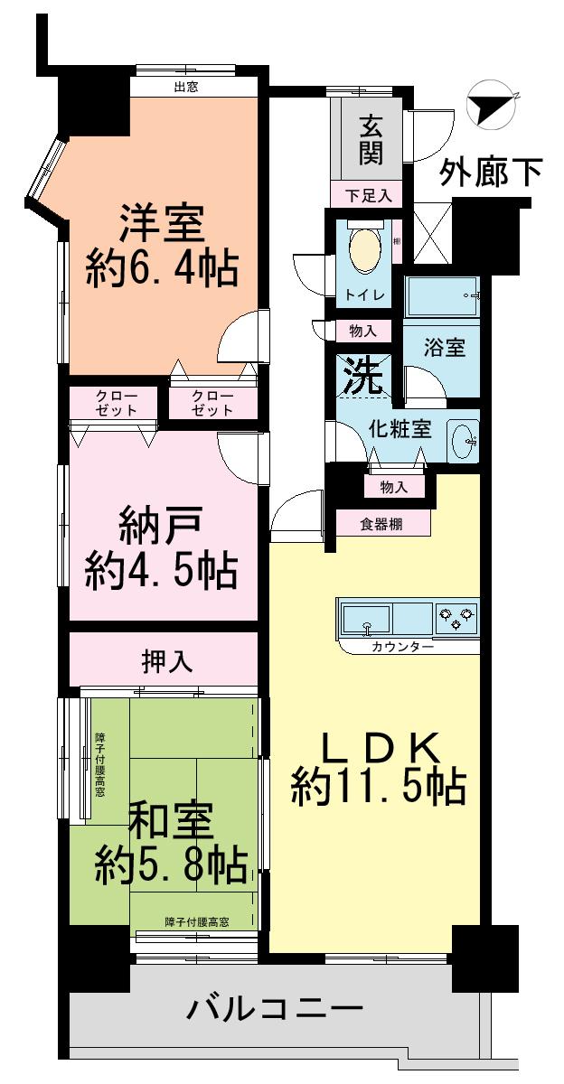 Floor plan. 2LDK + S (storeroom), Price 28,900,000 yen, Occupied area 67.02 sq m , Balcony area 7.38 sq m
