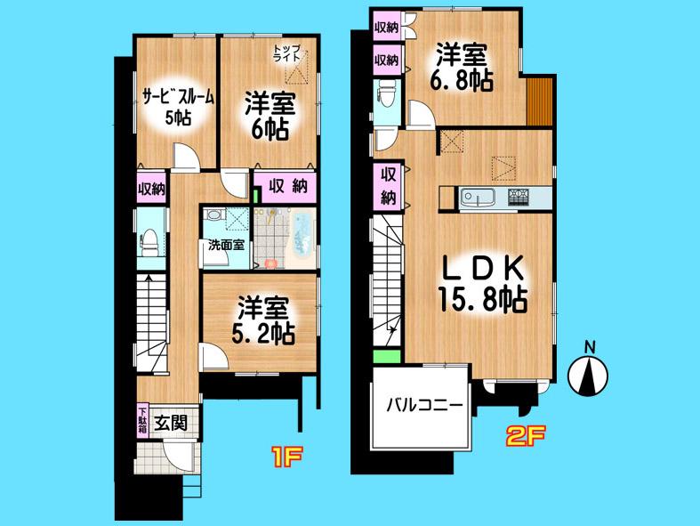 Floor plan. 31,800,000 yen, 4LDK, Land area 104.31 sq m , Building area 96.05 sq m  , Yes Car space ◆  Weekdays, It is possible your visit. Contact us, Free dial  [ 0120-40-4771 ]  Until. Nearby properties also will introduce Adachi. First, Please contact us