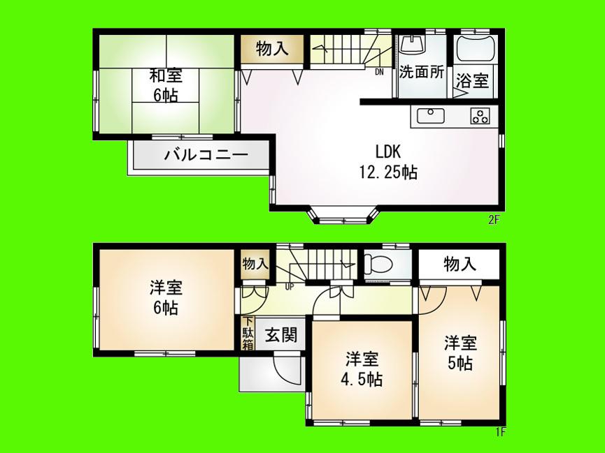 Floor plan. 26,800,000 yen, 4LDK, Land area 71.45 sq m , Day in the building area 77 sq m Zenshitsuminami facing good of the house !!