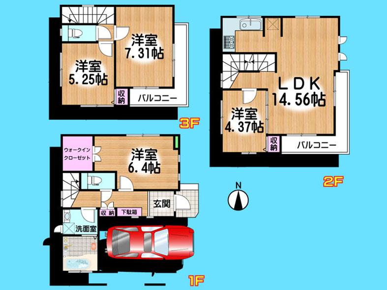 Floor plan. 32,800,000 yen, 4LDK, Land area 65.91 sq m , Building area 92.22 sq m  , Yes Car space ◆  Weekdays, It is possible your visit. Contact us, Free dial  [ 0120-40-4771 ]  Until. Nearby properties also will introduce Adachi. First, Please contact us