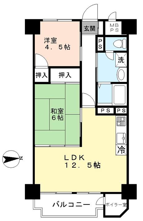 Floor plan. 2LDK, Price 8.9 million yen, Occupied area 59.08 sq m floor plan
