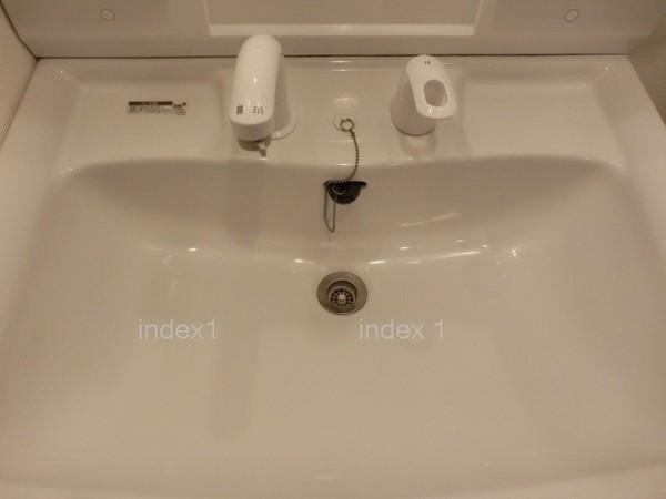 Wash basin, toilet. Ease of use is good in the spacious sink