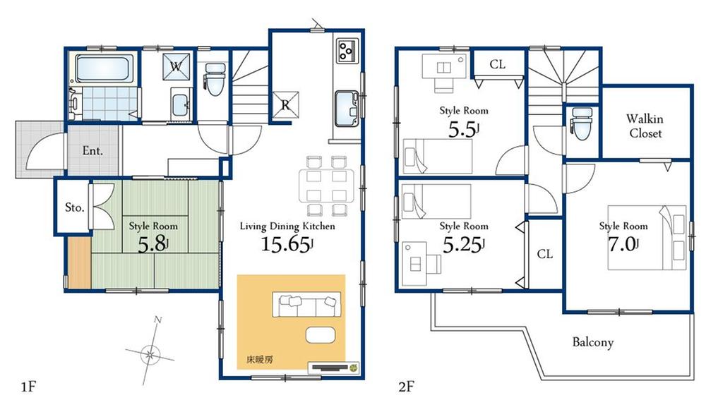 Floor plan. (1 Building), Price 35 million yen, 4LDK, Land area 86.09 sq m , Building area 93.83 sq m