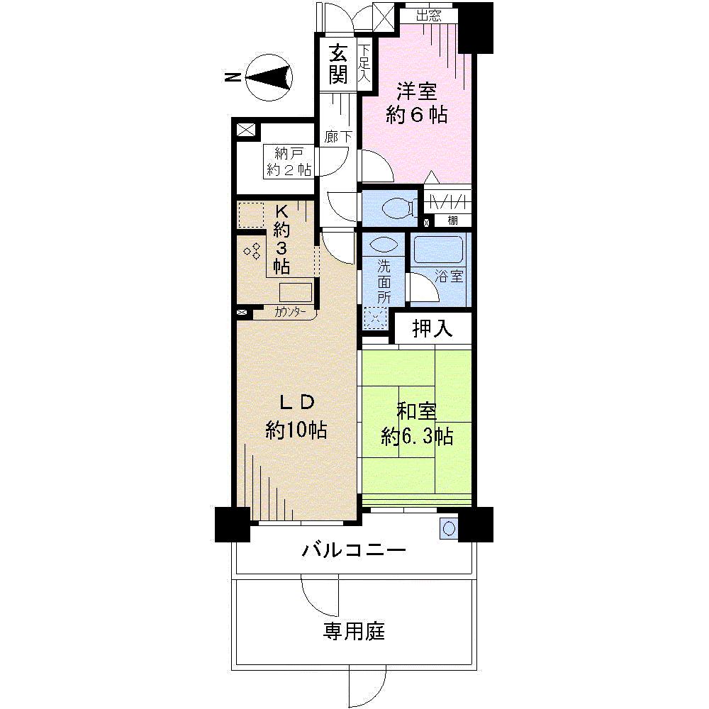 Floor plan. 2LDK + S (storeroom), Price 22,700,000 yen, Footprint 60 sq m , Balcony area 7.5 sq m