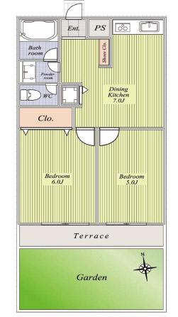 Floor plan. 2DK, Price 12.9 million yen, Footprint 40.5 sq m