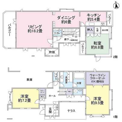 Floor plan. 3L ・ D ・ K type / One garage ・ There is one minute car space