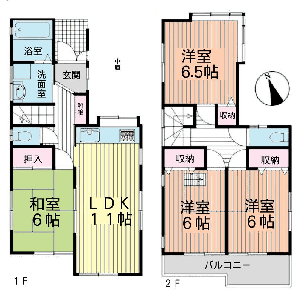 Floor plan. 27.3 million yen, 4LDK, Land area 93.93 sq m , Building area 88.6 sq m