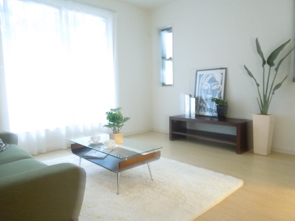 Model house photo. Bright living room
