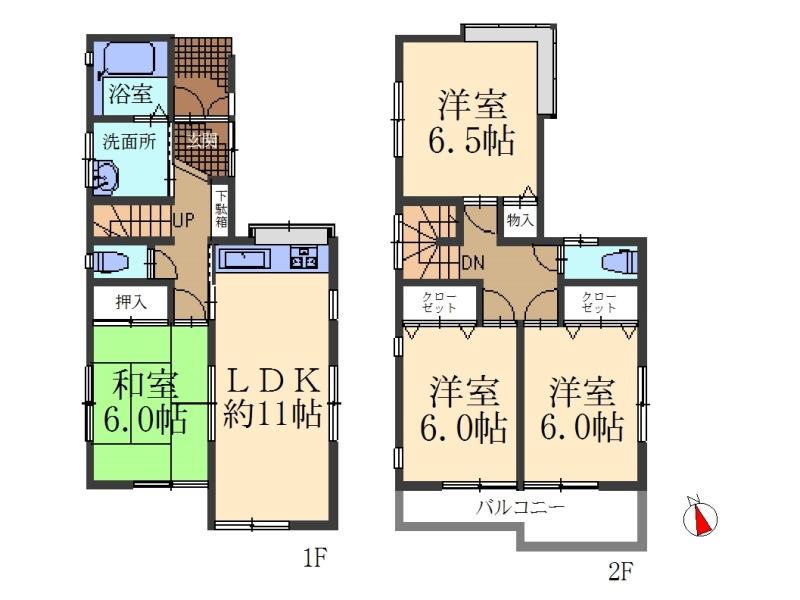 Floor plan. 27.3 million yen, 4LDK, Land area 93.93 sq m , Building area 88.6 sq m floor plan