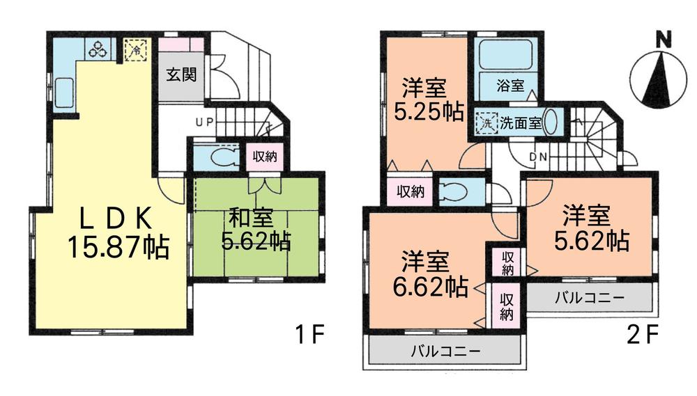 Floor plan. (1 Building), Price 32,800,000 yen, 4LDK, Land area 84.66 sq m , Building area 88.38 sq m