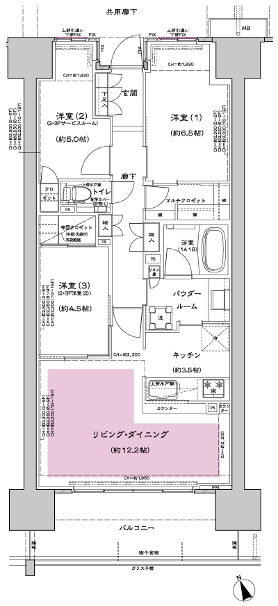Floor: 3LD ・ K+MC(4 ~ 15th floor), the occupied area: 73.21 sq m, Price: TBD