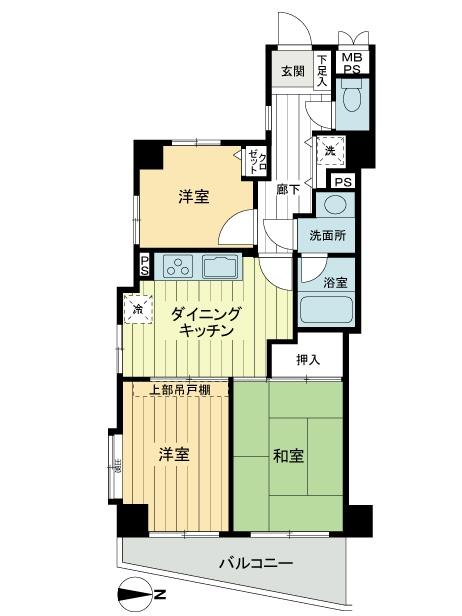Floor plan. 3DK, Price 17.2 million yen, Occupied area 53.74 sq m , Balcony area 6.36 sq m