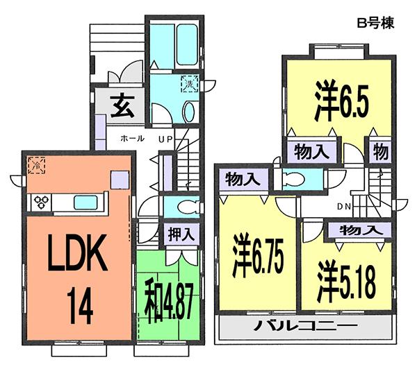 Floor plan. (B Building), Price 31,900,000 yen, 4LDK, Land area 88.2 sq m , Building area 92.95 sq m