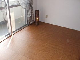 Living and room. It was re-covered in a stylish floor tile