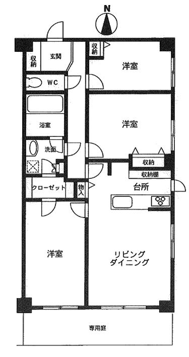 Floor plan. 3LDK, Price 29,800,000 yen, Occupied area 72.45 sq m floor plan